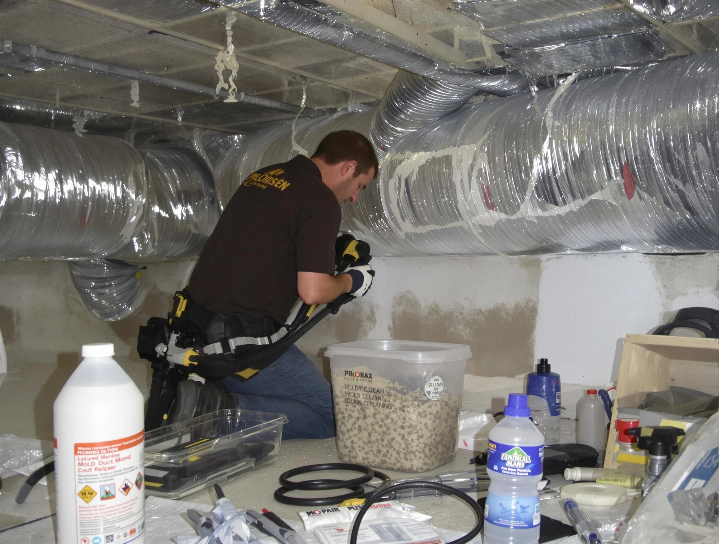 Lindon Air Duct Cleaning specialist performing professional mold removal from air ducts in Lindon