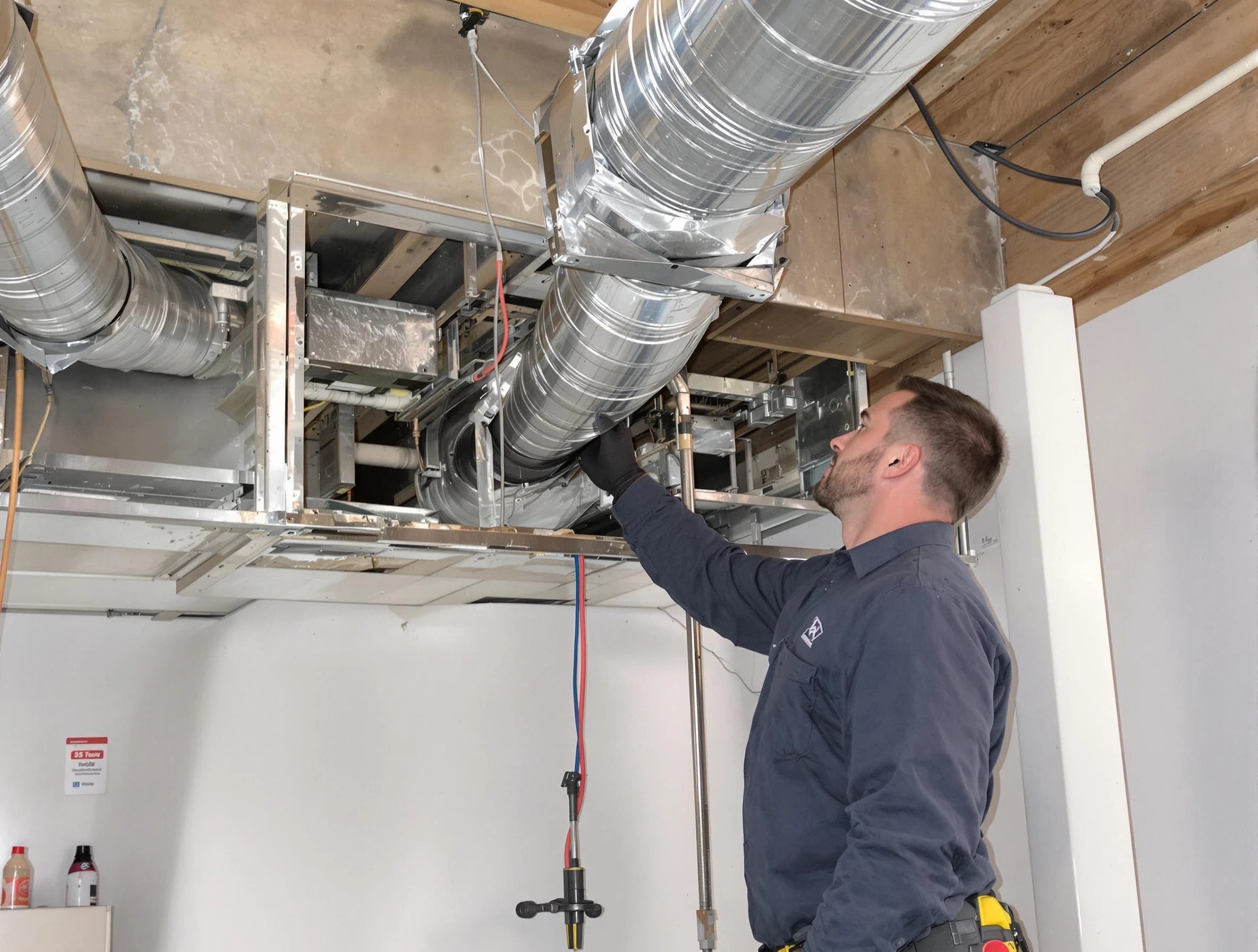 Lindon Air Duct Cleaning technician performing professional air duct repair using specialized tools in Lindon