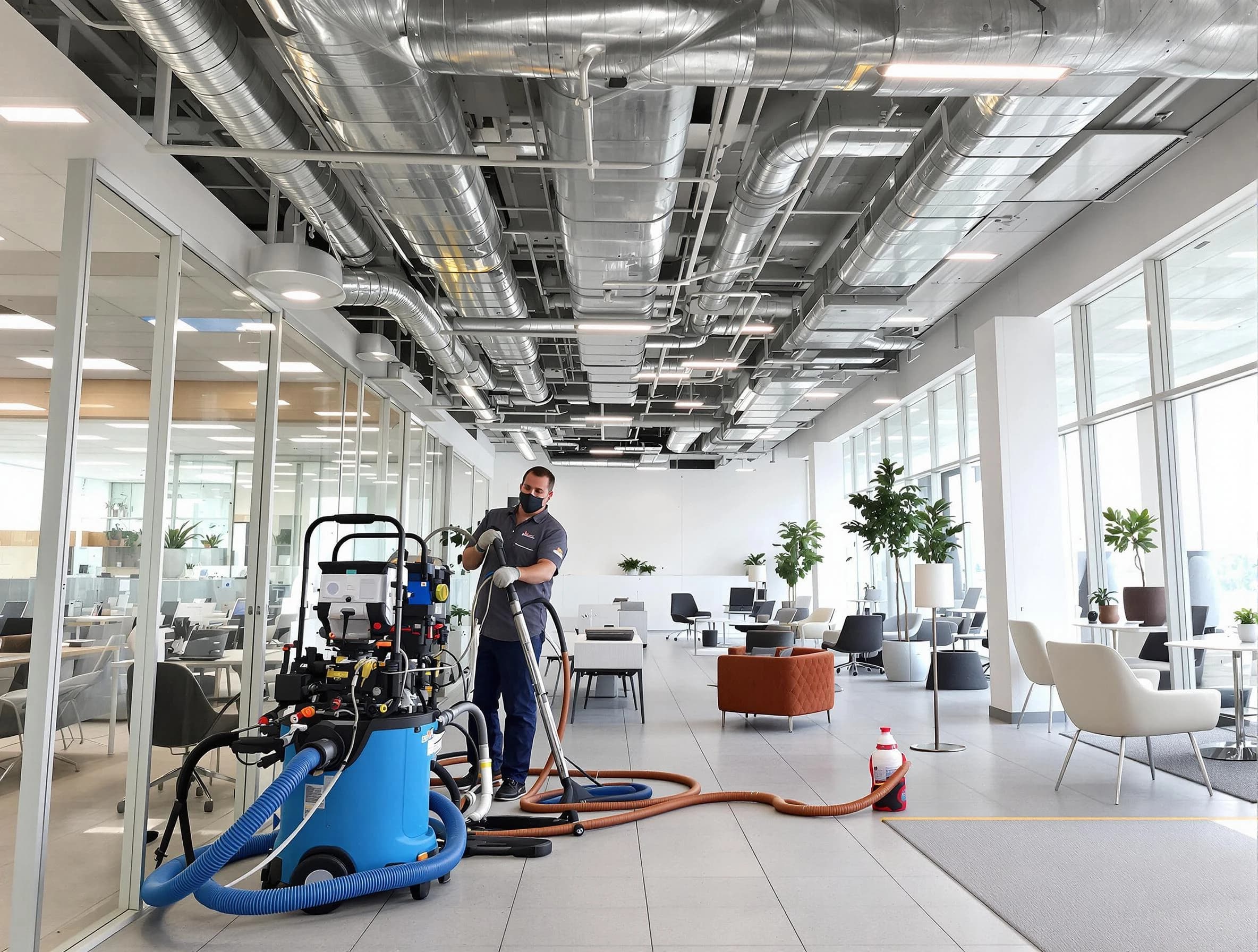 Lindon Air Duct Cleaning team conducting comprehensive commercial duct cleaning at a business location in Lindon