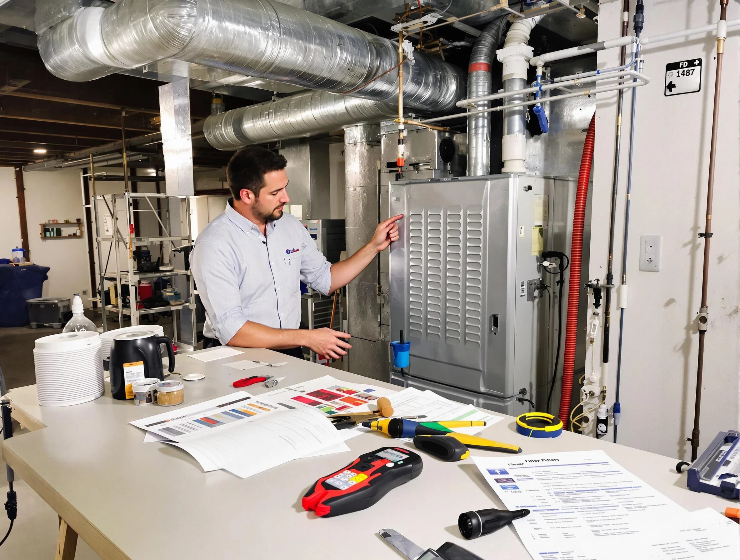 Lindon Air Duct Cleaning inspector conducting detailed filter system evaluation using professional diagnostic tools in Lindon