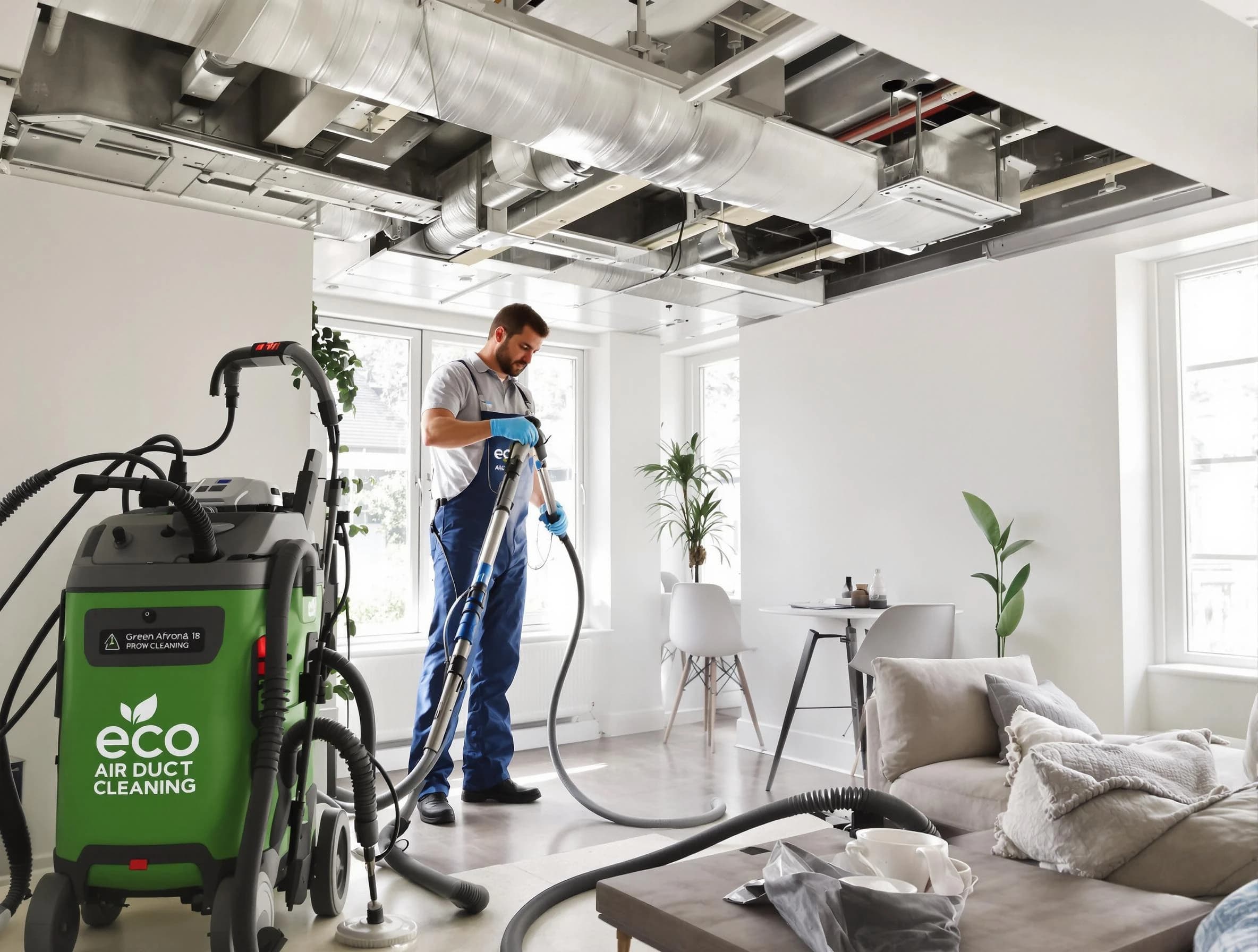 Lindon Air Duct Cleaning technician performing eco-friendly duct cleaning using sustainable methods in Lindon