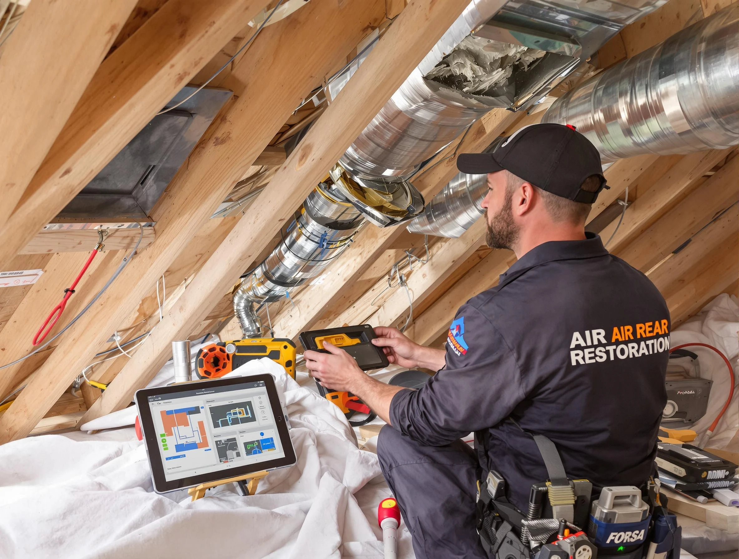 Lindon Air Duct Cleaning technician performing precise duct repair work in Lindon